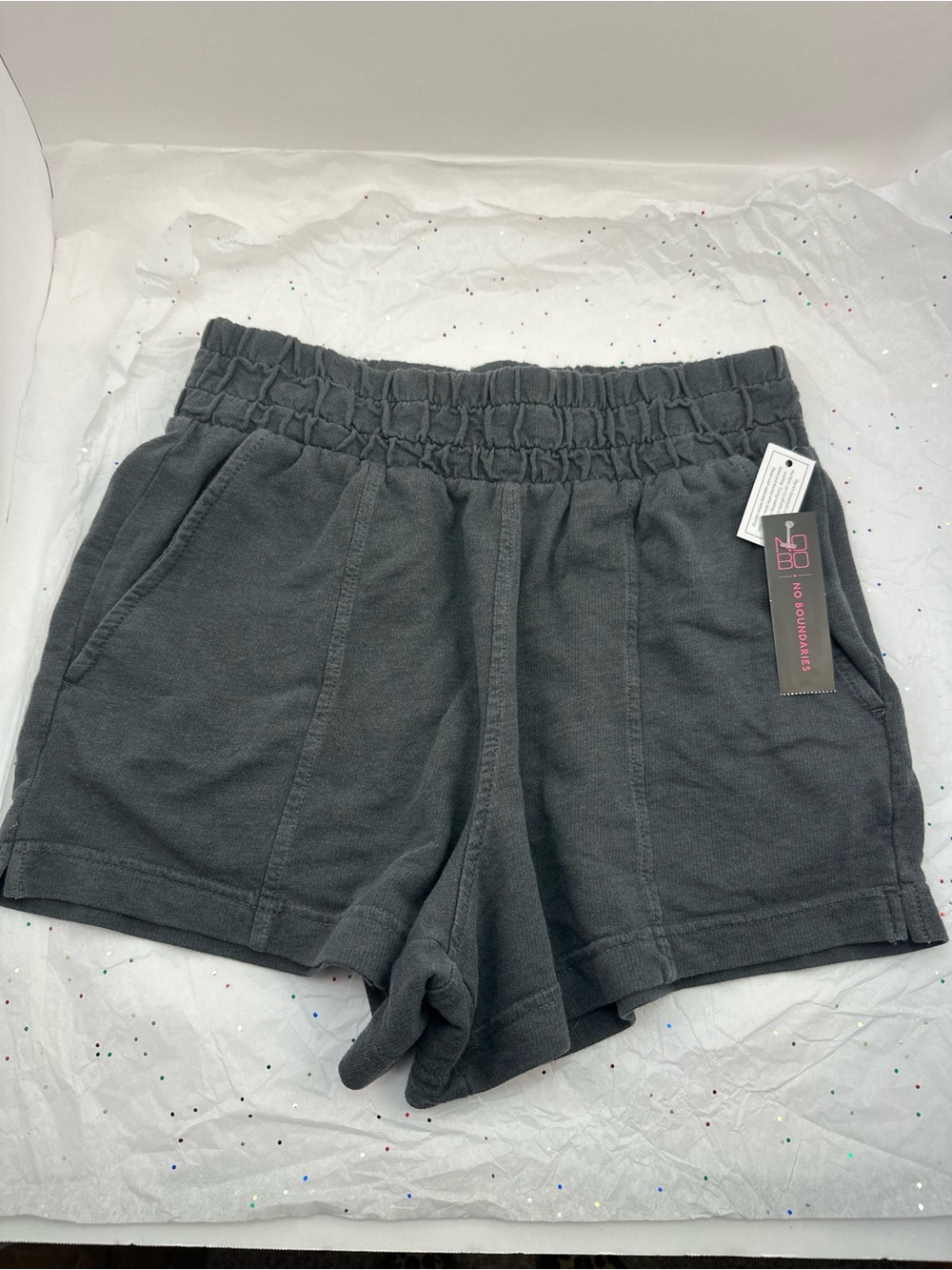 No Boundaries Charcoal Elastic-Waist Shorts NWT